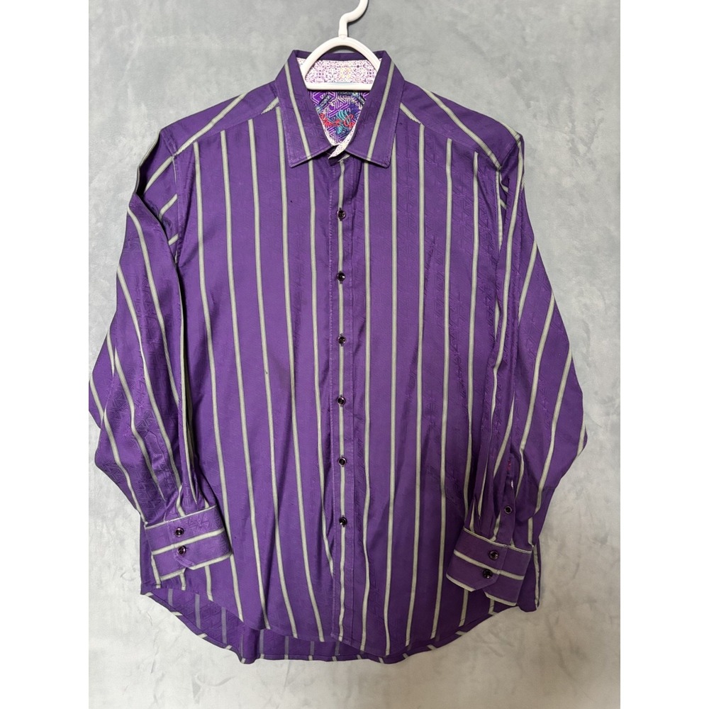Robert Graham Shirt Button-Down Purple Wearable Art Mens Large